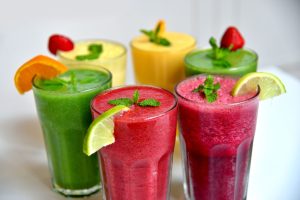 group of fruit smoothies